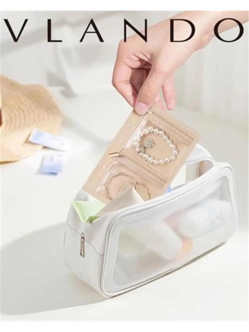 Travel Jewelry Organizer Velvet Storage Bags Clear Pouches Necklace Earrings 5pc
